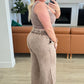Acid Wash Wide Leg Sweatpants in Mocha