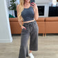Acid Wash Wide Leg Sweatpants in Ash Black