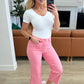 Judy Blue Tummy Control Wide Leg Crop Jeans in Pink