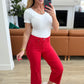 Judy Blue Tummy Control Wide Leg Crop Jeans in Red