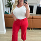 Judy Blue Tummy Control Wide Leg Crop Jeans in Red