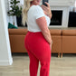 Judy Blue Tummy Control Wide Leg Crop Jeans in Red