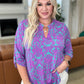 Lizzy Top in Teal and Magenta Damask