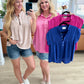 Pleat Detail Button Up Blouse in Royal Blue