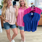 Pleat Detail Button Up Blouse in Hot Pink