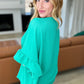 Airflow Peplum Ruffle Sleeve Top in Emerald