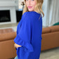 Airflow Peplum Ruffle Sleeve Top in Royal Blue