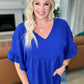 Airflow Peplum Ruffle Sleeve Top in Royal Blue
