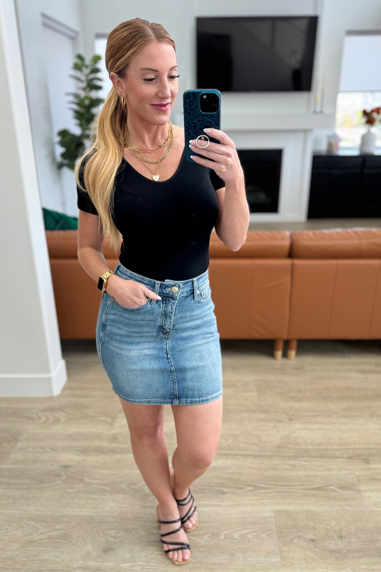 Judy Blue High Rise Control Top Denim Skirt
