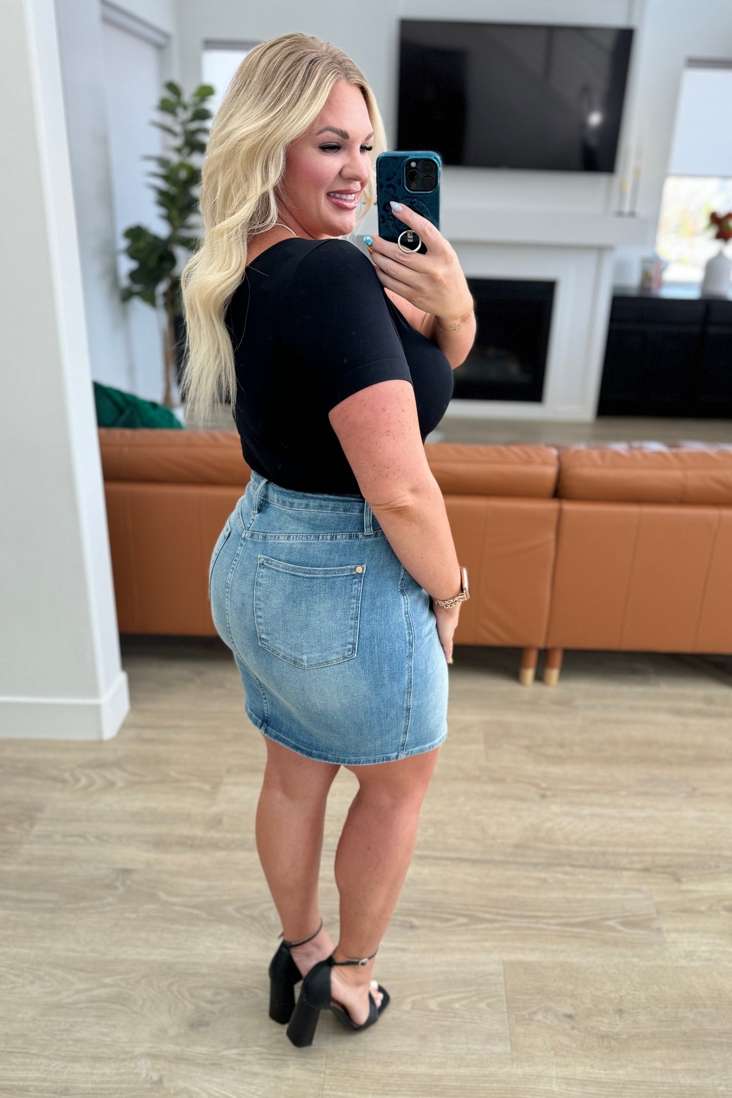 Judy Blue High Rise Control Top Denim Skirt