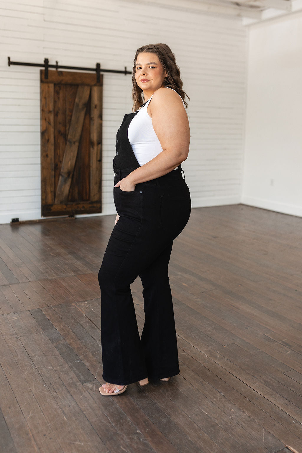 Judy Blue Imogene Tummy Control Retro Flare Overalls in Black