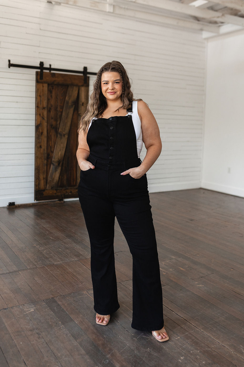 Judy Blue Imogene Tummy Control Retro Flare Overalls in Black