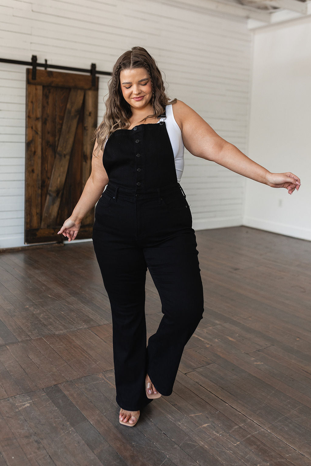 Judy Blue Imogene Tummy Control Retro Flare Overalls in Black