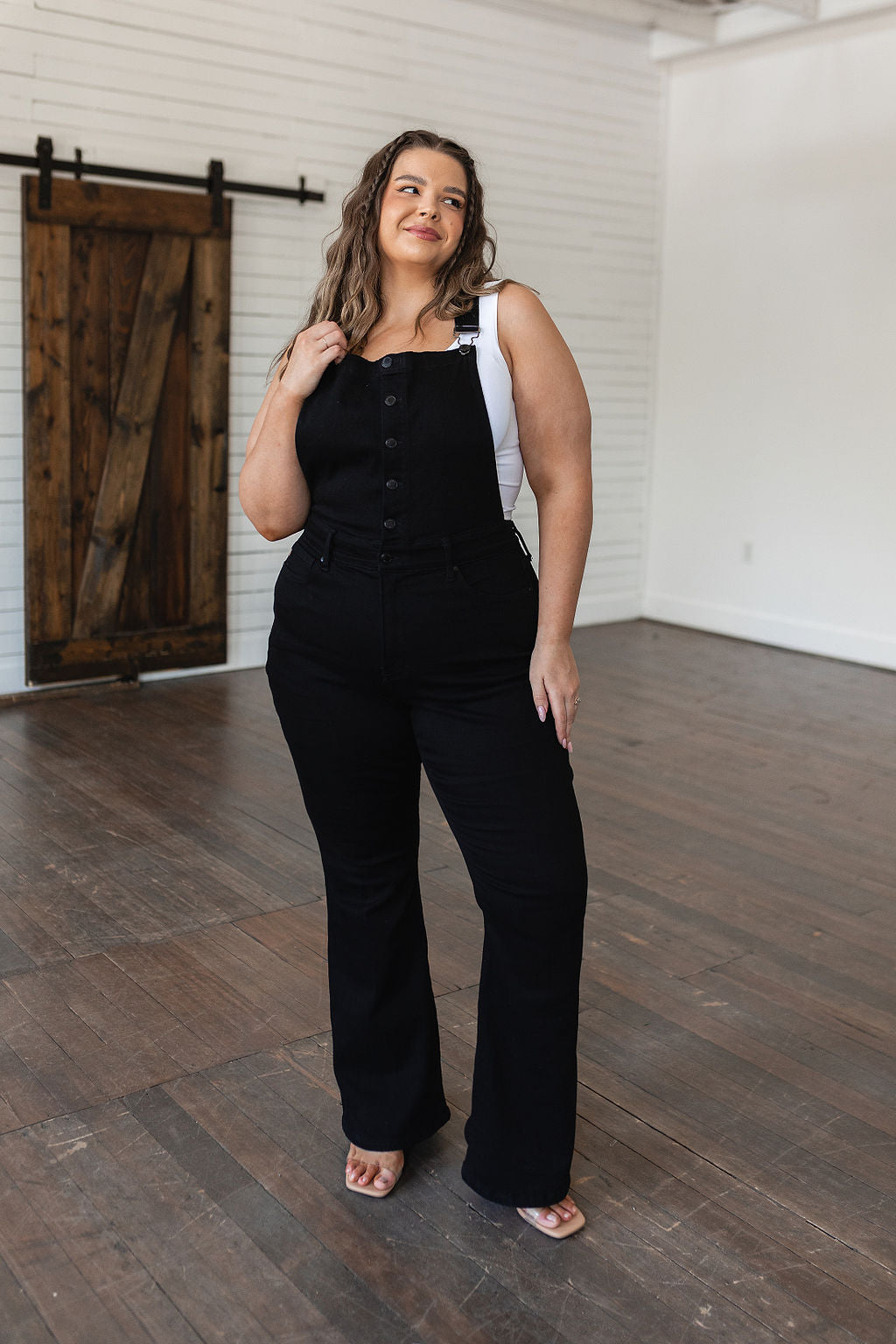 Judy Blue Imogene Tummy Control Retro Flare Overalls in Black