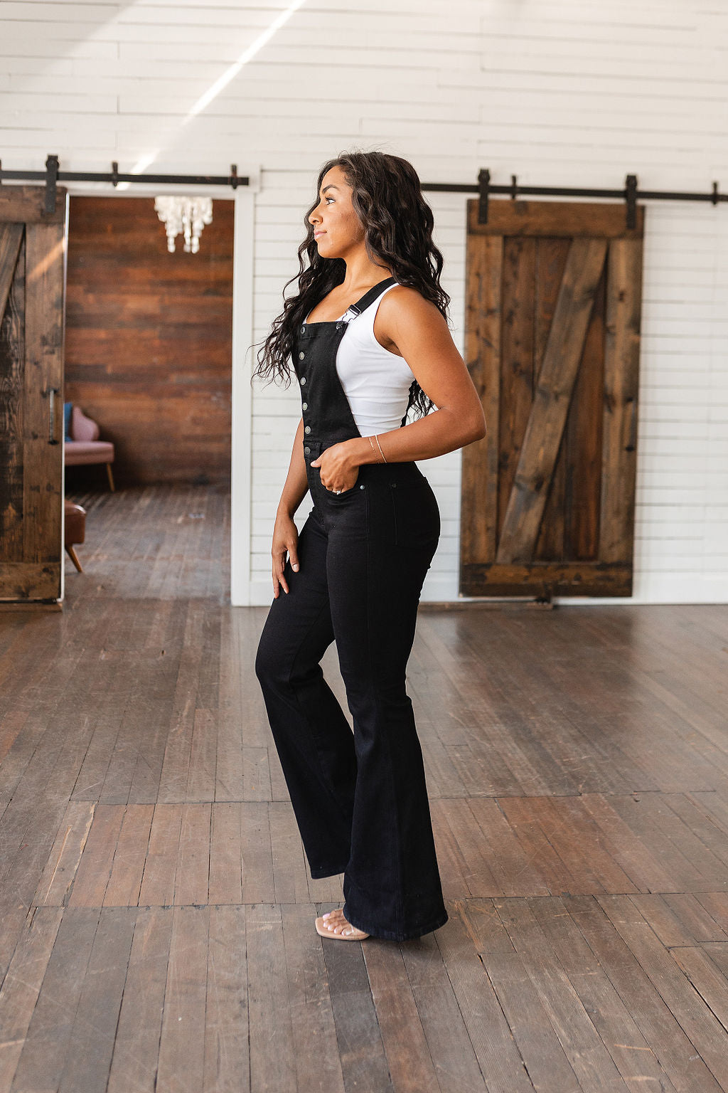 Judy Blue Imogene Tummy Control Retro Flare Overalls in Black