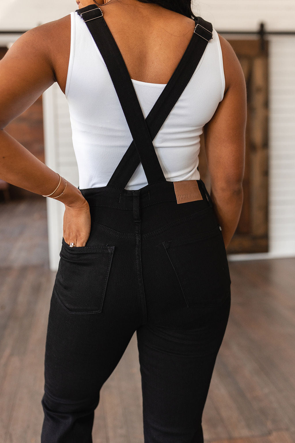 Judy Blue Imogene Tummy Control Retro Flare Overalls in Black