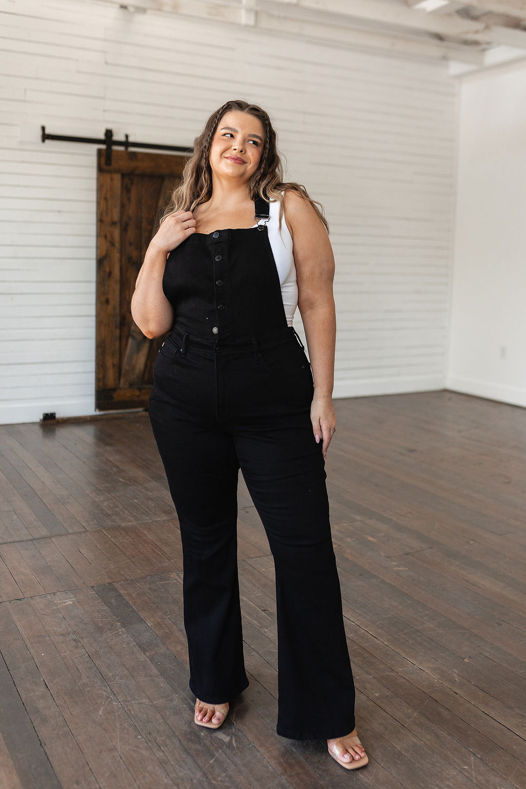 Judy Blue Imogene Tummy Control Retro Flare Overalls in Black