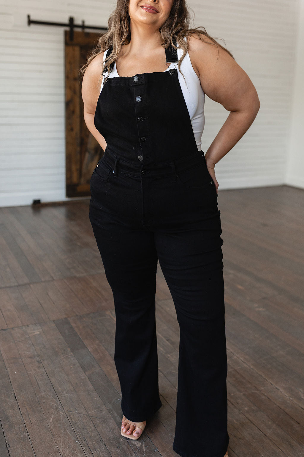 Judy Blue Imogene Tummy Control Retro Flare Overalls in Black