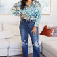 In the Willows Button Up Blouse in Teal Paisley