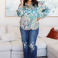In the Willows Button Up Blouse in Teal Paisley