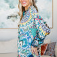 In the Willows Button Up Blouse in Teal Paisley