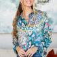 In the Willows Button Up Blouse in Teal Paisley