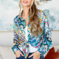 In the Willows Button Up Blouse in Teal Paisley