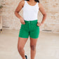 Judy Blue Tummy Control Cuffed Shorts in Green