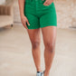 Judy Blue Tummy Control Cuffed Shorts in Green