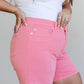 Judy Blue Tummy Control Cuffed Shorts in Pink