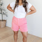 Judy Blue Tummy Control Cuffed Shorts in Pink