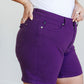 Judy Blue Tummy Control Cuffed Shorts in Purple