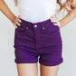 Judy Blue Tummy Control Cuffed Shorts in Purple