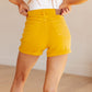 Judy Blue Tummy Control Cuffed Shorts in Yellow