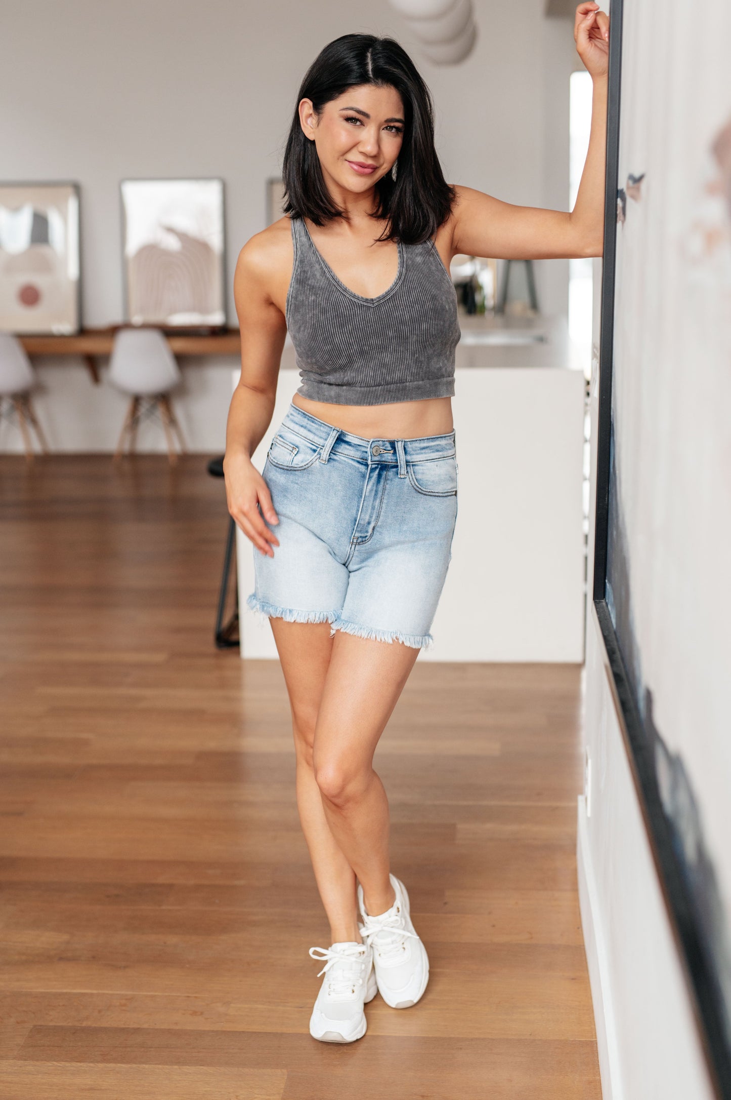 Judy Blue Cutoff Dad Shorts Light Wash