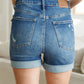 Judy Blue High Rise Control Top Vintage Wash Cuffed Shorts