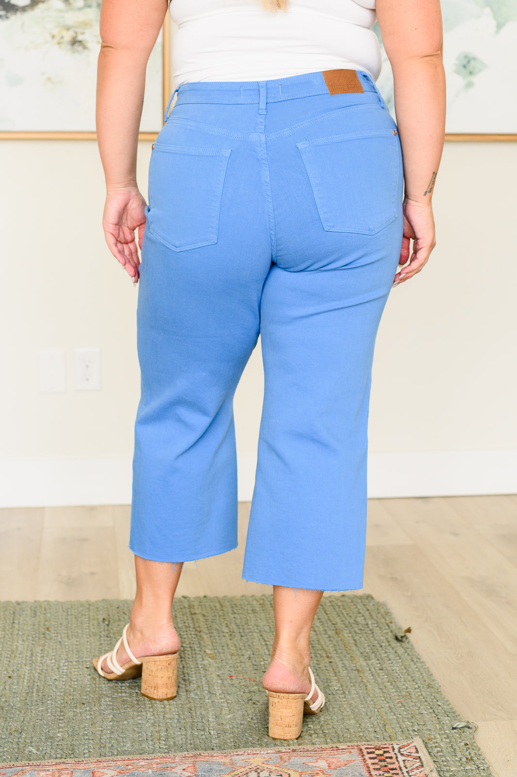 Judy Blue Tummy Control Wide Leg Crop Jeans in Sky Blue