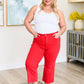 Judy Blue Tummy Control Wide Leg Crop Jeans in Red