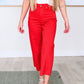 Judy Blue Tummy Control Wide Leg Crop Jeans in Red