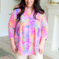 Lizzy Babydoll Top in Blush Rainbow Leopard