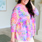 Lizzy Babydoll Top in Blush Rainbow Leopard
