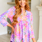 Lizzy Babydoll Top in Blush Rainbow Leopard