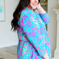 Lizzy Babydoll Top in Teal and Purple Leopard