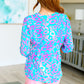 Lizzy Babydoll Top in Teal and Purple Leopard