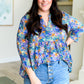 Lizzy Babydoll Top in Royal Multi Fireworks
