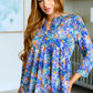 Lizzy Babydoll Top in Royal Multi Fireworks
