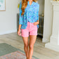 Lizzy Babydoll Top in Teal Brushstrokes