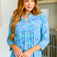 Lizzy Babydoll Top in Teal Brushstrokes