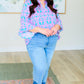 Lizzy Bell Sleeve Top in Mint and Pink Damask