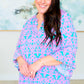 Lizzy Bell Sleeve Top in Mint and Pink Damask